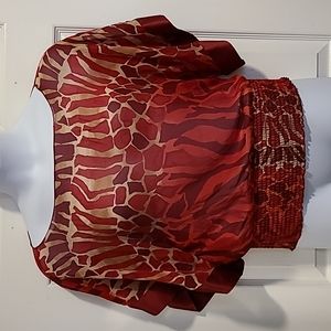 Express, animal print, sheer, silk blouse. Size M.
